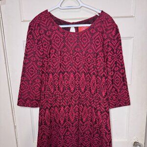 Chelsea & Violet Burgundy Patterned Dress